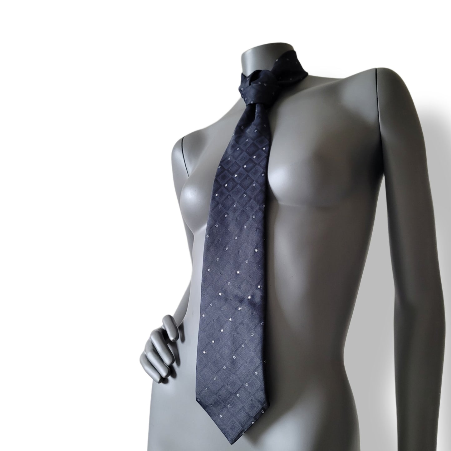 Another Dance collection: An Unkindness of Ravens tie, black and dark navy necktie with glass crystals