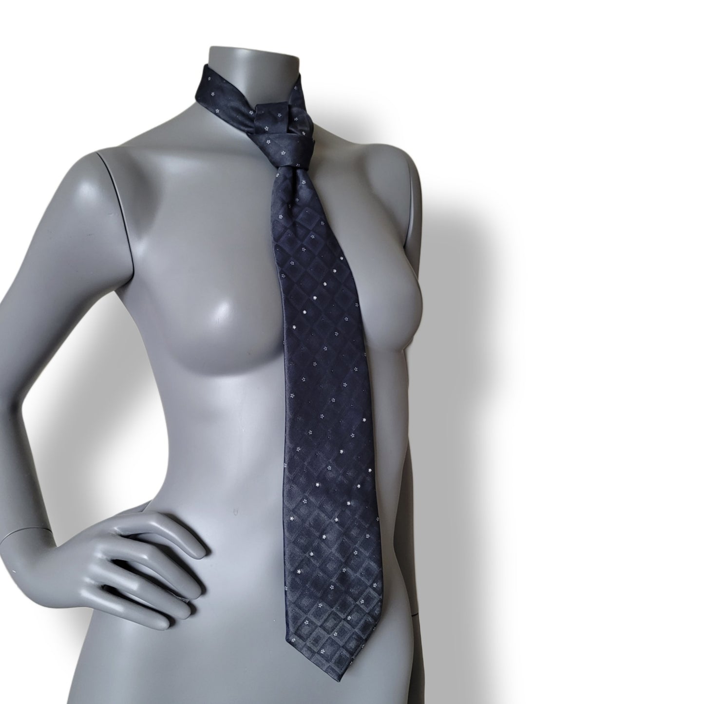 Another Dance collection: An Unkindness of Ravens tie, black and dark navy necktie with glass crystals