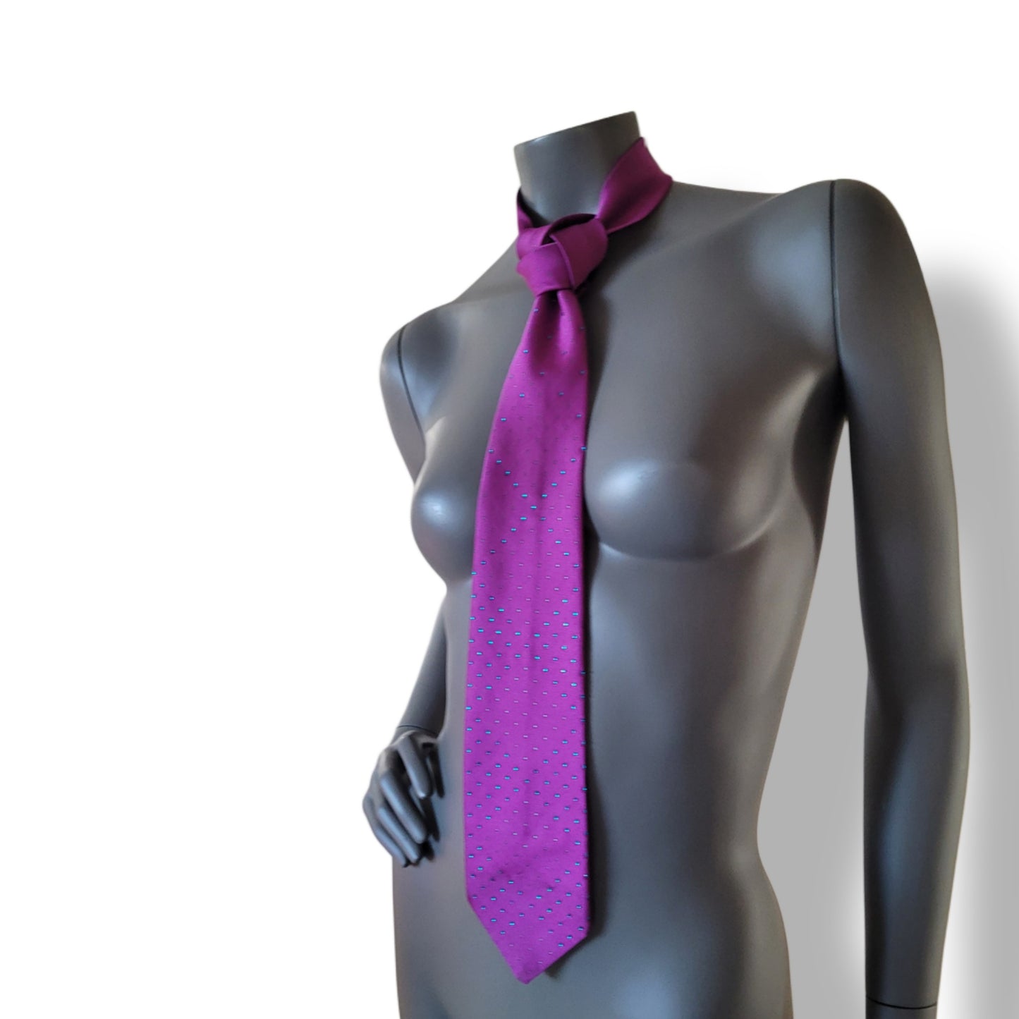 Another Dance collection: Beat of Your Heart tie, vintage bright purple necktie adorned with shimmering turquoise glass crystals