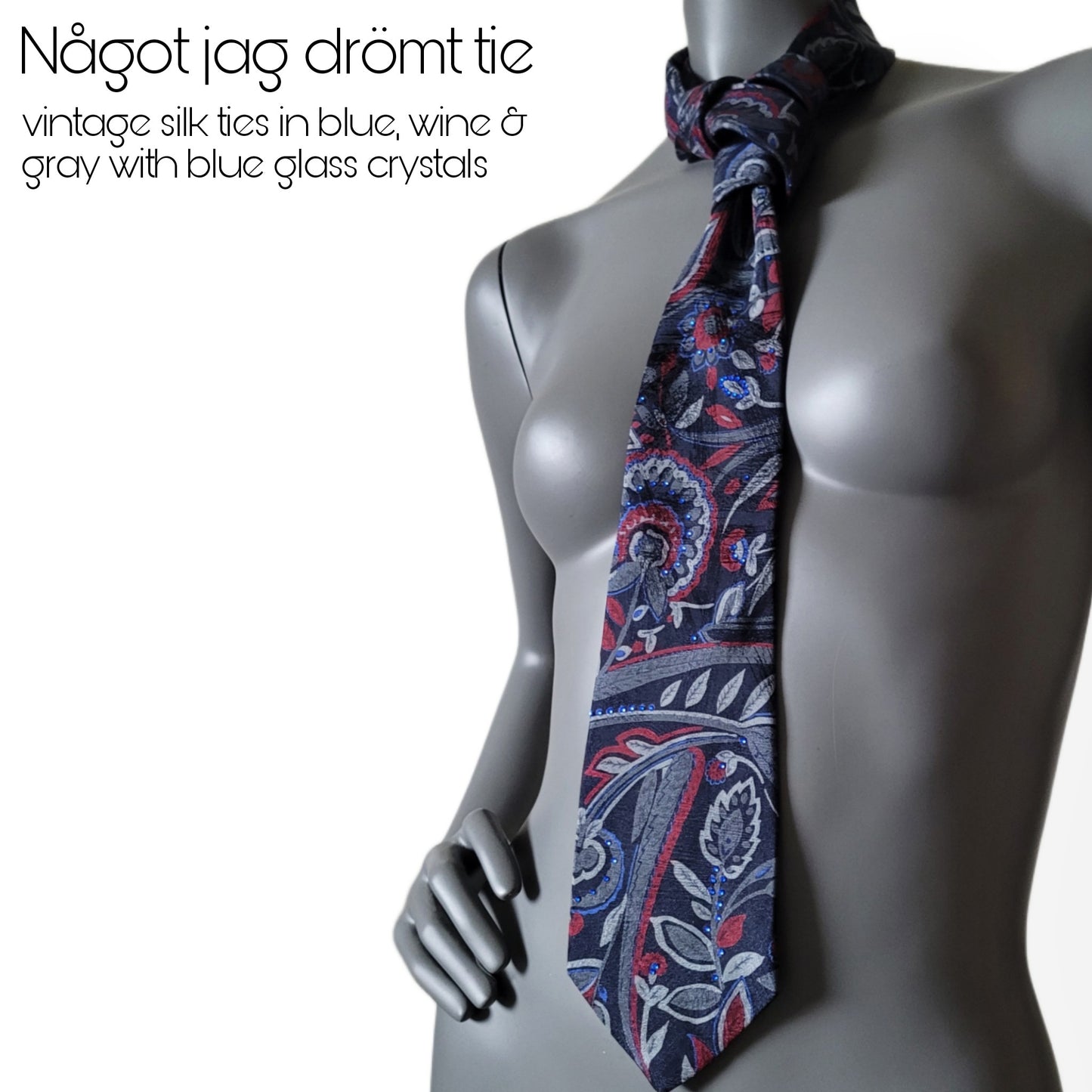 Another Dance collection: Något jag drömt tie, retro necktie with glass crystals