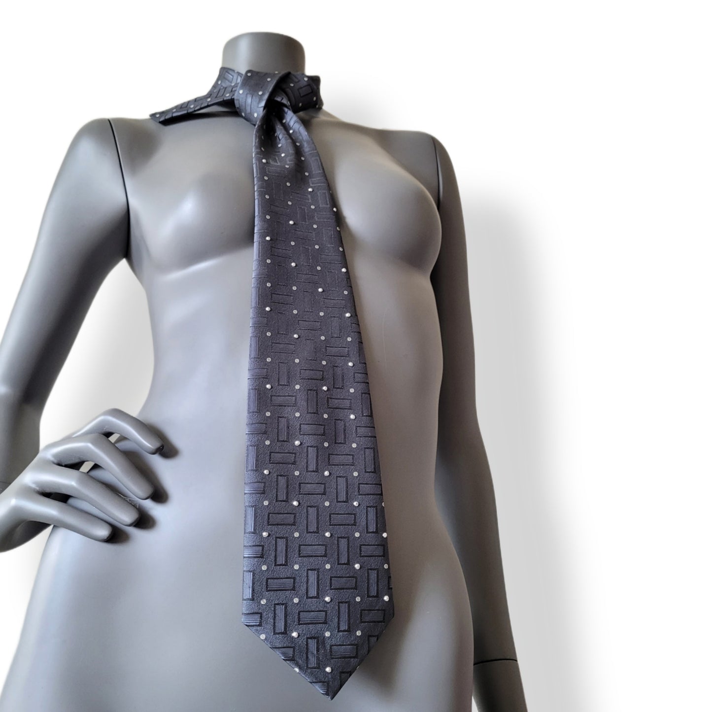 Another Dance collection: OK Computer tie, retro polyester necktie with glass crystals