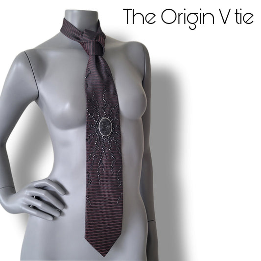 Origin collection: The Origin V tie, vintage necktie with black glass crystals