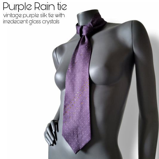 Another Dance collection: Purple Rain tie, purple necktie with glass crystals