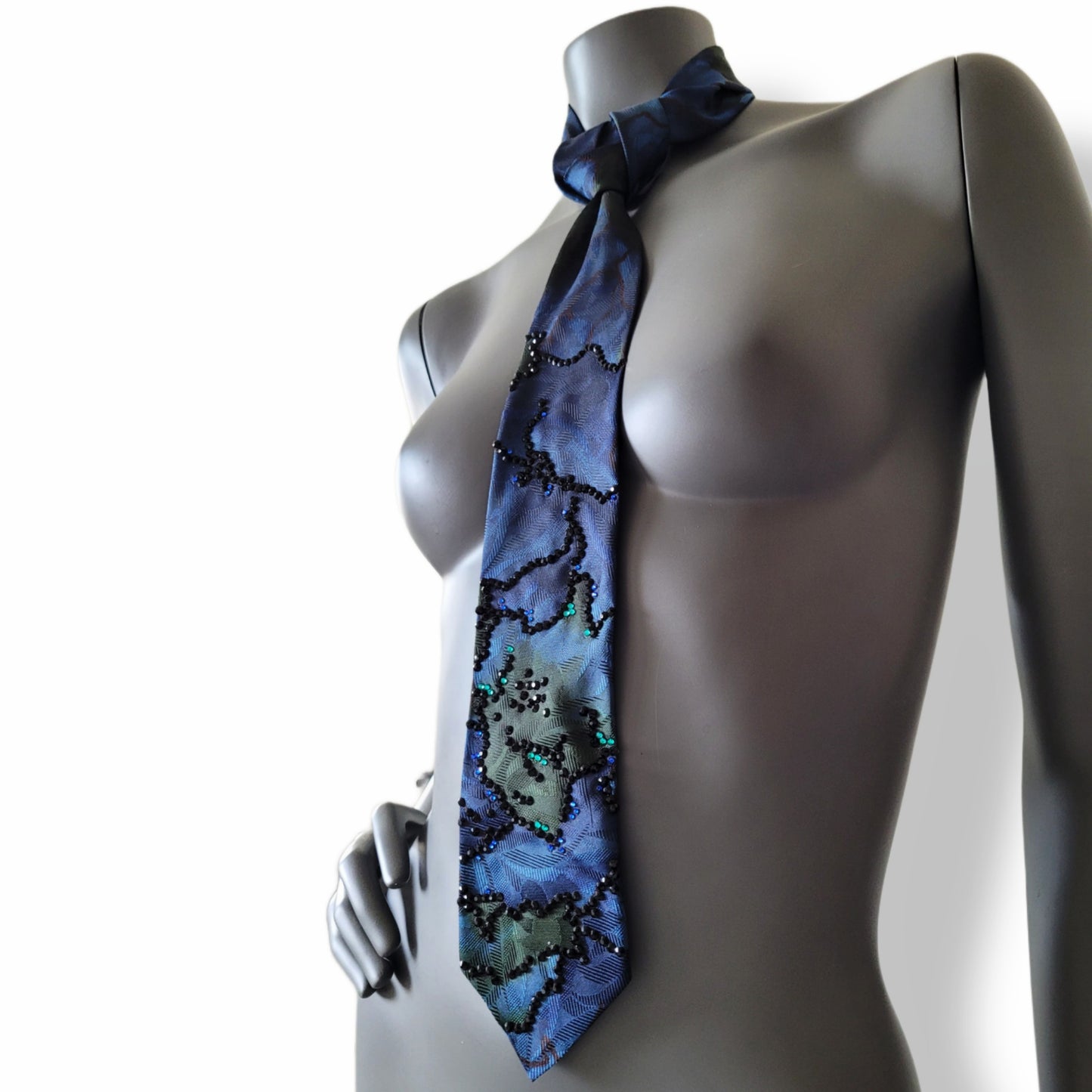 Another Dance collection: Watermark tie, retro necktie with glass crystals