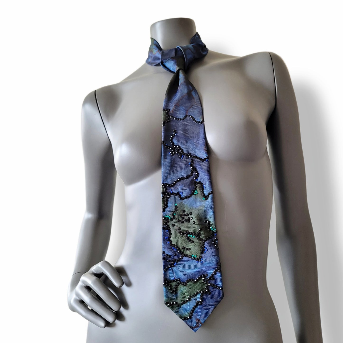 Another Dance collection: Watermark tie, retro necktie with glass crystals