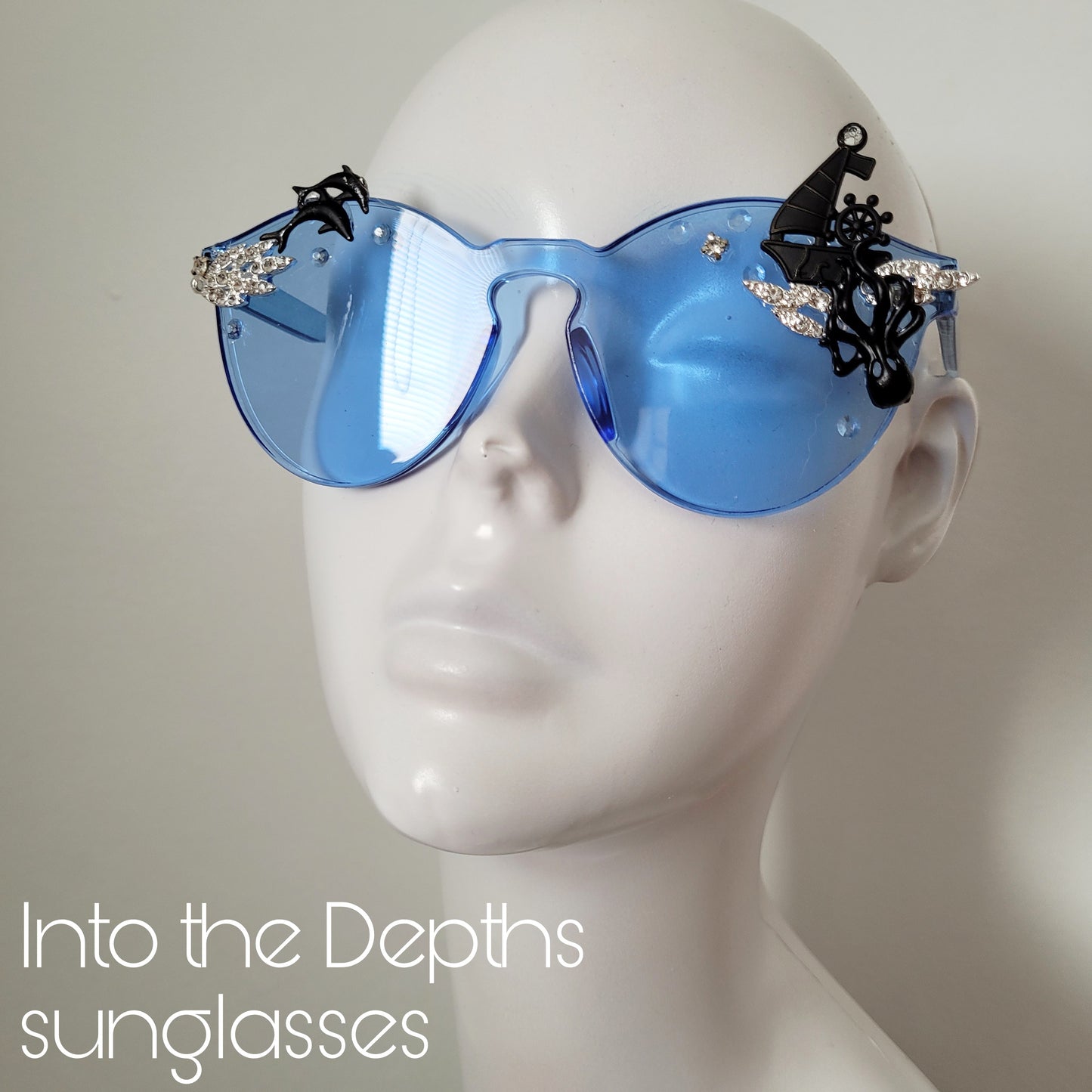 Plexi Visions collection: The Into the Dephts sunglasses with kraken, waves and dolphins